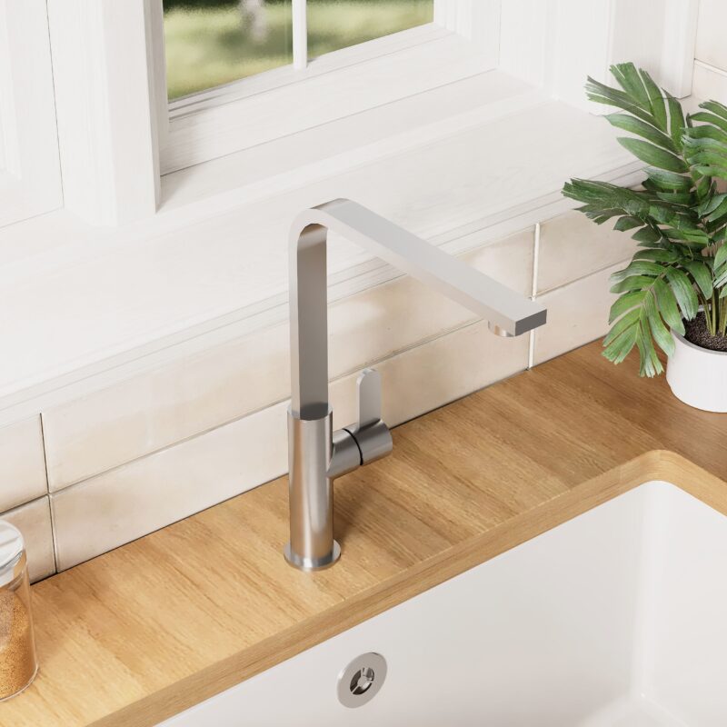 Nuie Churni Brushed Nickel Single Lever Mono Sink Mixer