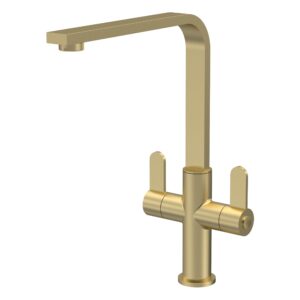 Nuie Churni Brushed Brass Twin Lever Mono Sink Mixer