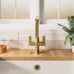 Nuie Churni Brushed Brass Twin Lever Mono Sink Mixer