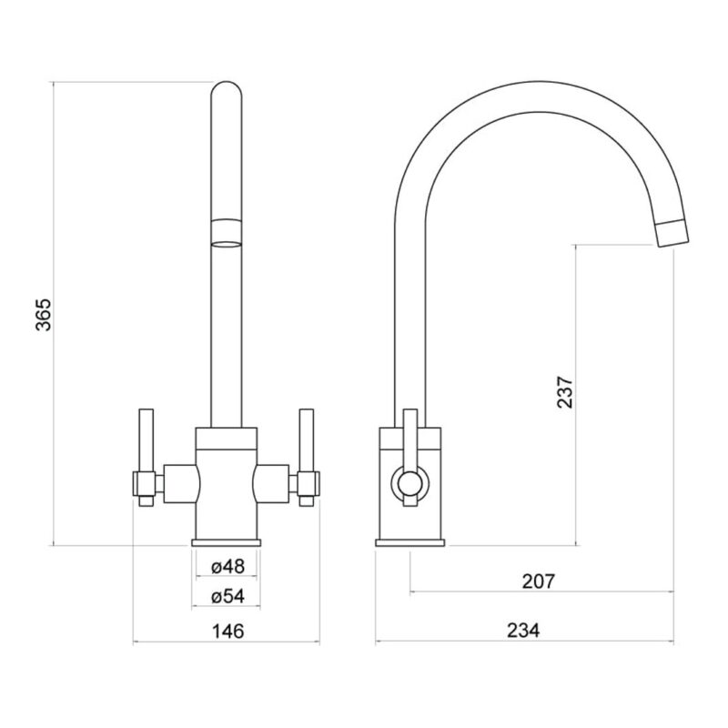 Nuie Charnel Chrome Two Handle Sink Mixer Tap