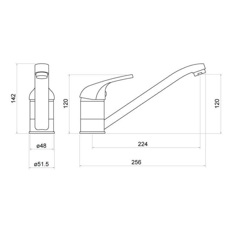 Nuie Jorim Chrome Single Lever Kitchen Sink Mixer
