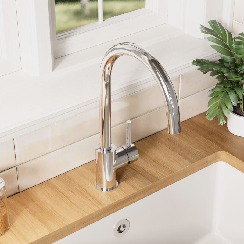 Nuie Lachen Round Single Lever Mono Sink Mixer Chrome
