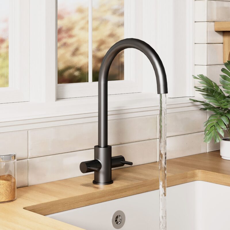 Nuie Lachen Matt Black Round Mono Sink Mixer