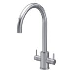 Nuie Lachen Brushed Nickel Twin Lever Mono Kitchen Sink Mixer