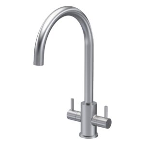 Nuie Lachen Brushed Nickel Twin Lever Mono Kitchen Sink Mixer