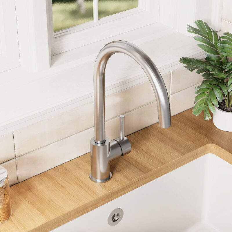 Nuie Lachen Brushed Nickel Single Lever Mono Kitchen Sink Mixer