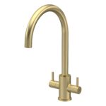 Nuie Lachen Brushed Brass Twin Lever Mono Kitchen Sink Mixer
