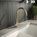 Nuie Lachen Brushed Brass Twin Lever Mono Kitchen Sink Mixer