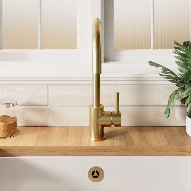 Nuie Lachen Brushed Brass Single Lever Mono Kitchen Sink Mixer