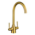 Nuie Nila Brushed Gold Two Handle Kitchen Mixer Tap