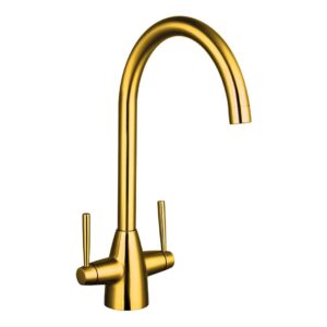Nuie Nila Brushed Gold Two Handle Kitchen Mixer Tap