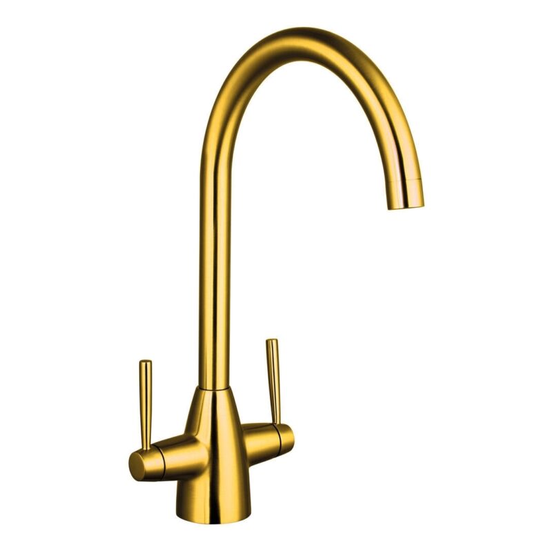 Nuie Nila Brushed Gold Two Handle Kitchen Mixer Tap Nuie Nila Brushed Gold Two Handle Kitchen Mixer Tap