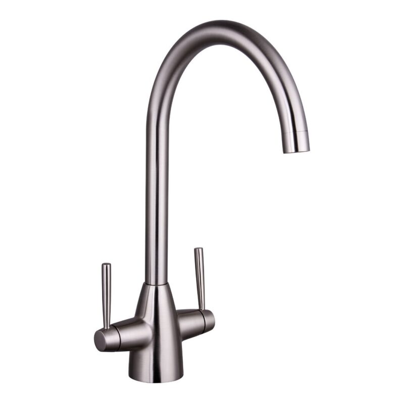 Nuie Nila Brushed Nickel Two Handle Kitchen Mixer Tap Nuie Nila Brushed Nickel Two Handle Kitchen Mixer Tap