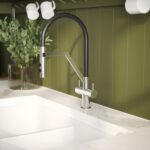 Nuie Ravi Chrome Twin Lever Round Mono Sink Mixer Tap & Rinser