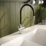 Nuie Ravi Chrome Twin Lever Round Mono Sink Mixer Tap & Rinser
