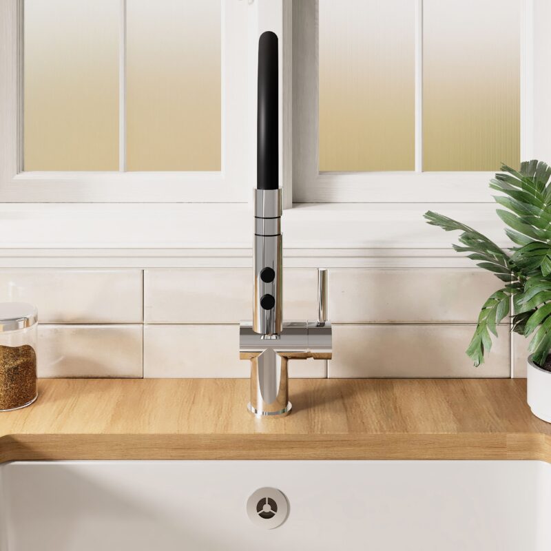 Nuie Ravi Chrome Single Lever Round Mono Sink Mixer Tap & Rinser