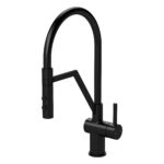 Nuie Ravi Matt Black Single Lever Round Mono Sink Mixer Tap & Rinser