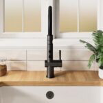 Nuie Ravi Matt Black Single Lever Round Mono Sink Mixer Tap & Rinser