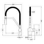 Nuie Ravi Matt Black Single Lever Round Mono Sink Mixer Tap & Rinser