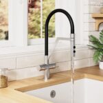 Nuie Ravi Brushed Nickel Twin Lever Round Mono Sink Mixer Tap & Rinser