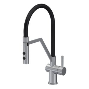 Nuie Ravi Brushed Nickel Single Lever Round Mono Sink Mixer Tap & Rinser