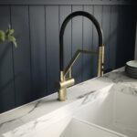 Nuie Ravi Brushed Brass Single Lever Round Mono Sink Mixer Tap & Rinser