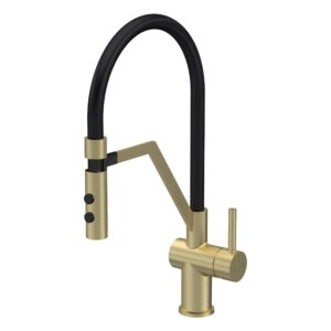 Nuie Ravi Single Lever Mono Sink Mixer Tap & Magnetic Rinser Brushed Brass