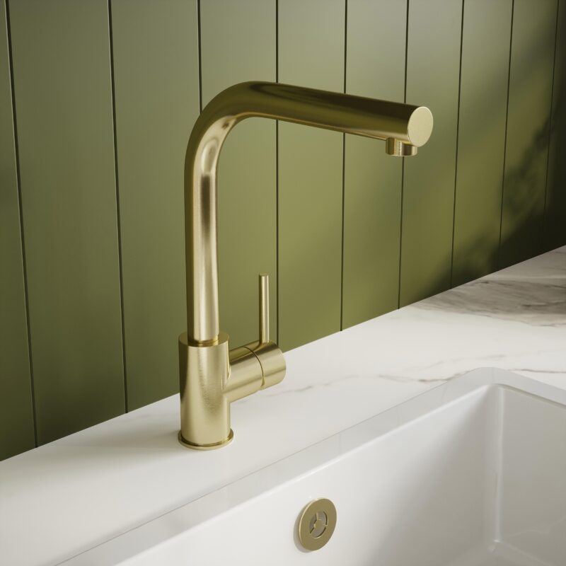 Nuie Rayna Brushed Gold Single Lever Kitchen Tap