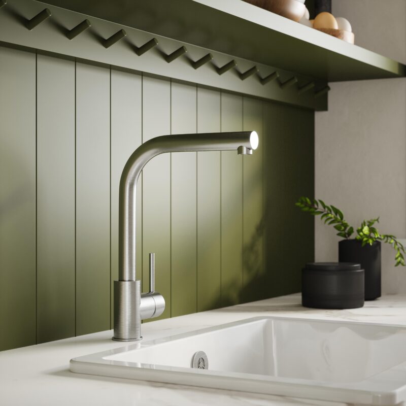 Nuie Rayna Brushed Nickel Single Lever Kitchen Tap