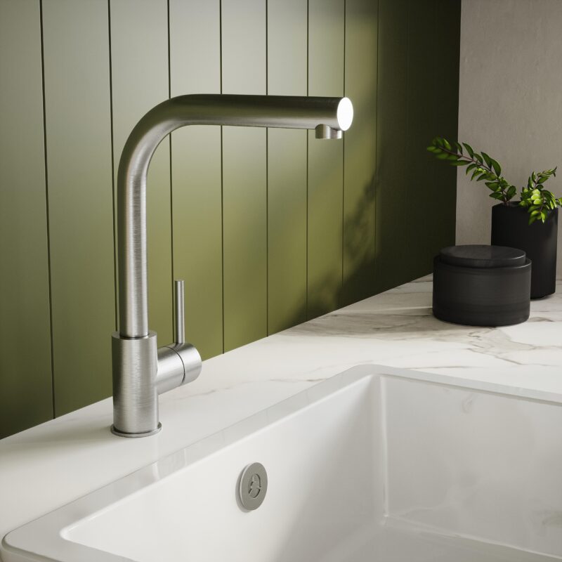 Nuie Rayna Brushed Nickel Single Lever Kitchen Tap