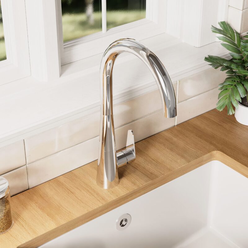 Nuie Samir Chrome Single Lever Kitchen Mono Sink Mixer
