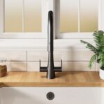 Nuie Samir Matt Black Twin Lever Kitchen Mono Sink Mixer