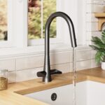 Nuie Samir Matt Black Twin Lever Kitchen Mono Sink Mixer