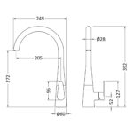 Nuie Samir Matt Black Single Lever Kitchen Mono Sink Mixer
