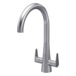 Nuie Samir Brushed Nickel Twin Lever Kitchen Mono Sink Mixer