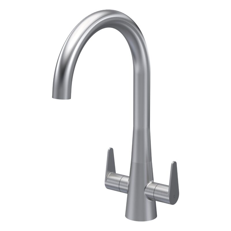 Nuie Samir Brushed Nickel Twin Lever Kitchen Mono Sink Mixer Nuie Samir Brushed Nickel Twin Lever Kitchen Mono Sink Mixer