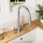 Nuie Samir Brushed Nickel Twin Lever Kitchen Mono Sink Mixer