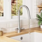 Nuie Samir Brushed Nickel Twin Lever Kitchen Mono Sink Mixer