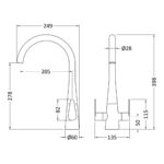 Nuie Samir Brushed Brass Twin Lever Kitchen Mono Sink Mixer