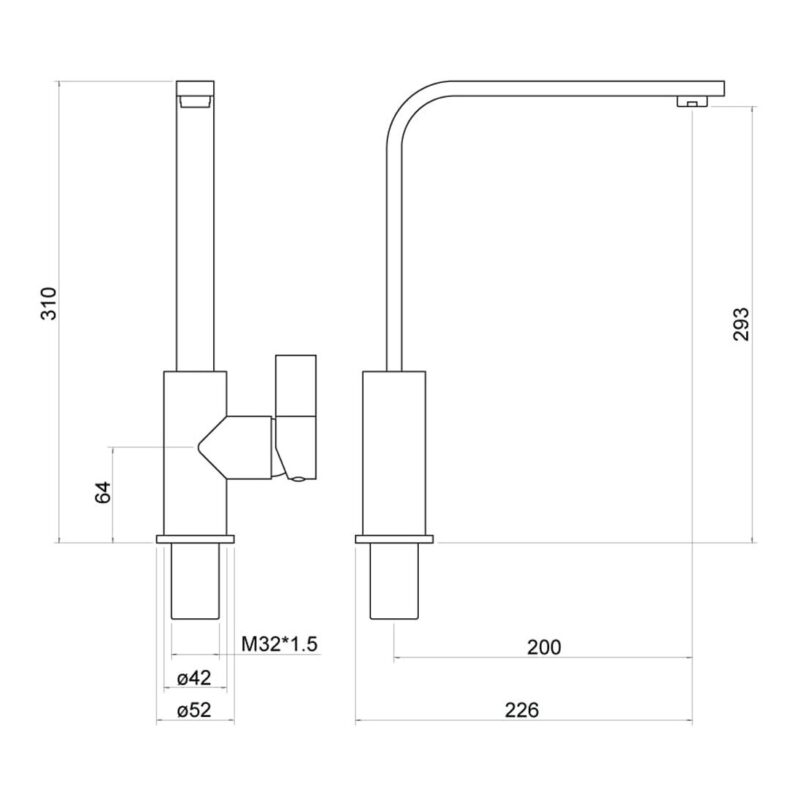 Nuie Serif Chrome Single Lever Kitchen Tap