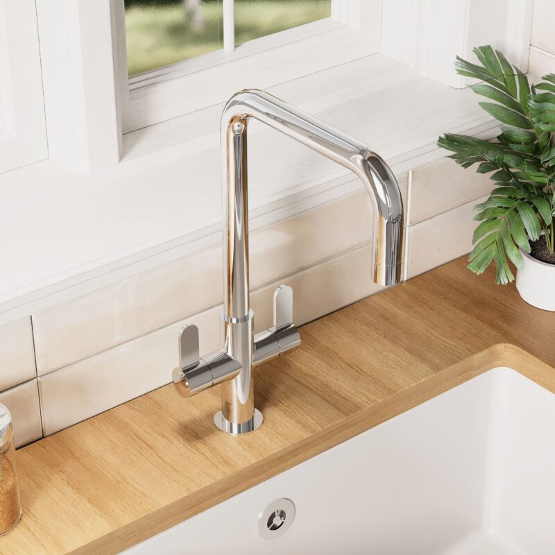 Nuie Kosi Chrome Twin Lever Mono Sink Mixer