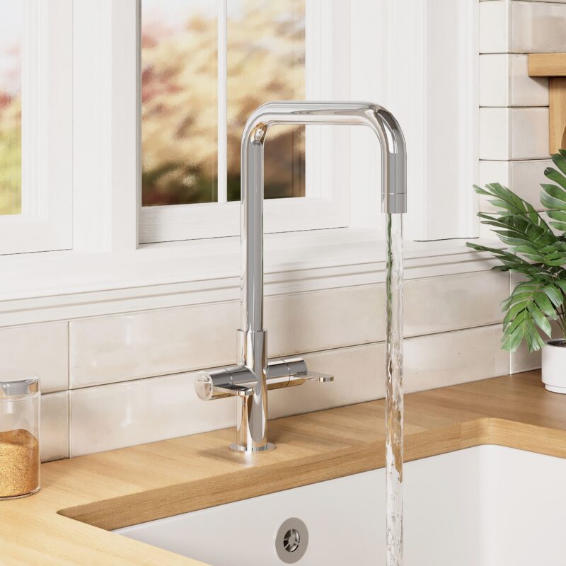 Nuie Kosi Chrome Twin Lever Mono Sink Mixer