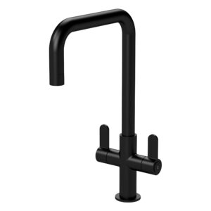 Nuie Kosi Matt Black Twin Lever Mono Sink Mixer