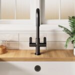 Nuie Kosi Matt Black Twin Lever Mono Sink Mixer