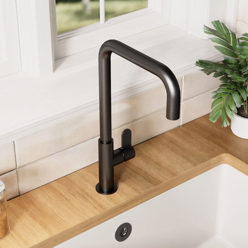 Nuie Kosi Matt Black Single Lever Kitchen Mono Sink Mixer