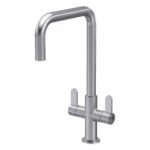 Nuie Kosi Brushed Nickel Twin Lever Mono Sink Mixer