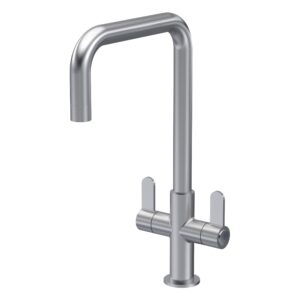 Nuie Kosi Brushed Nickel Twin Lever Mono Sink Mixer