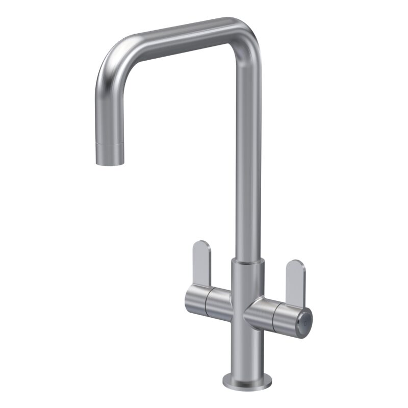 Nuie Kosi Brushed Nickel Twin Lever Mono Sink Mixer