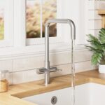 Nuie Kosi Brushed Nickel Twin Lever Mono Sink Mixer