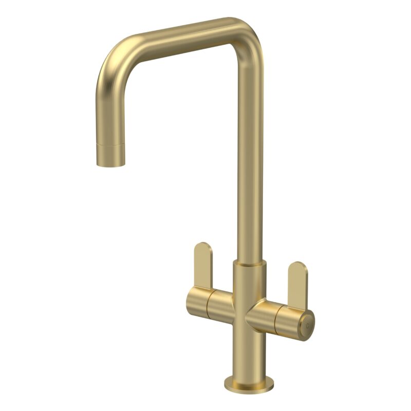 Nuie Kosi Brushed Brass Twin Control Mono Sink Mixer Nuie Kosi Brushed Brass Twin Control Mono Sink Mixer